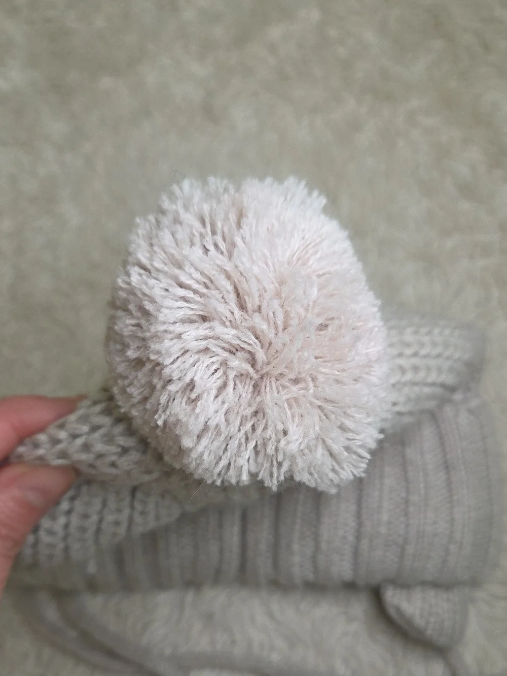 H&M Light Tan Color Fleece Lined Beanie Hat Sz 9-12 Months